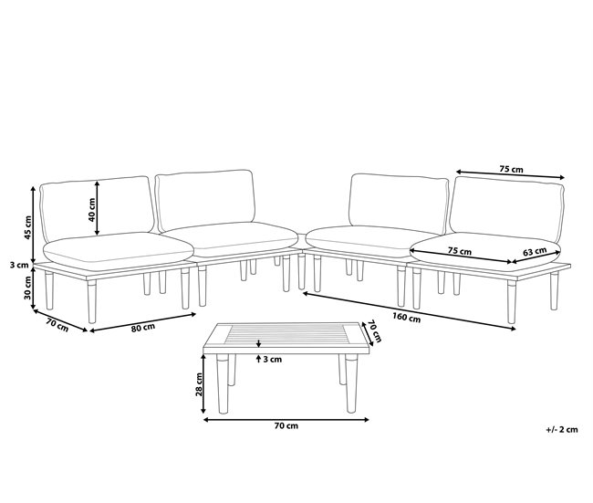 Beliani Conjunto lounge Madeira com certificado FSC® FRASCATI Creme