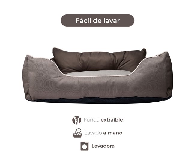 Cama para animais de estimação + comedouro duplo Castanho