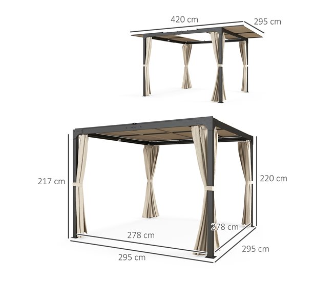 Pérgola Alumínio, Aço e Poliéster Outsunny Cru