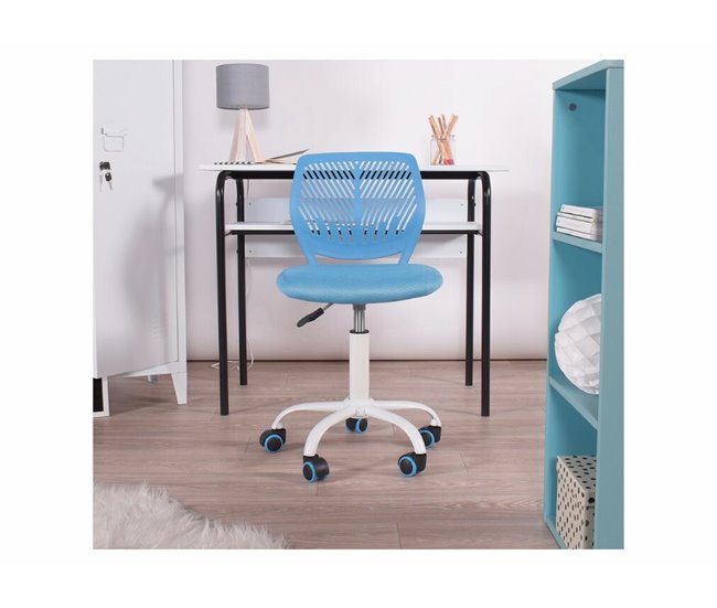 Cadeira de escritório para criança com rodas Azul Claro