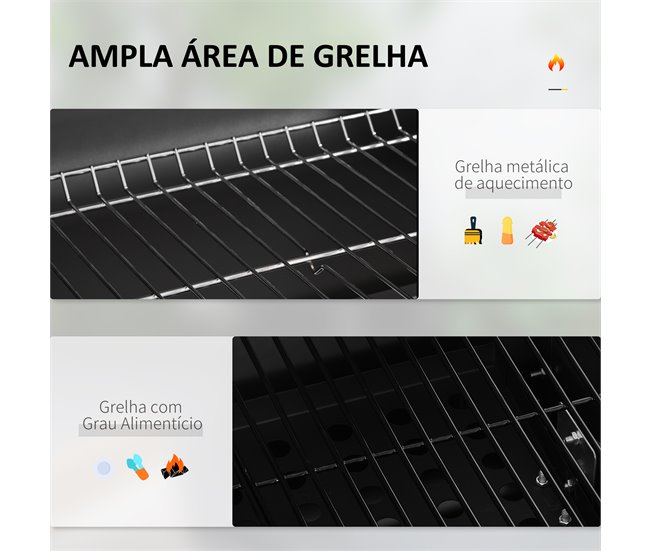 Barbecue a Carvão Aço inoxidável e metal Outsunny Cinza