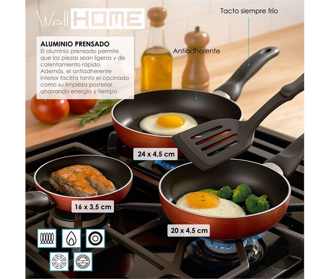 Conjunto de panelas Well Home 7 peças + 3 panelas Cinza