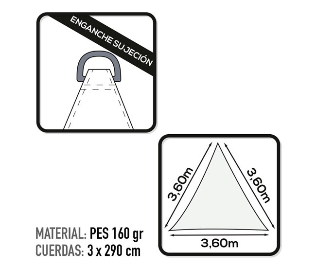 Toldo triangular de poliéster Aktive Garden cor branca Branco
