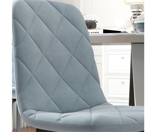 Conjunto de 4 Cadeiras Veludo sintético, espuma, aço HOMCOM Azul