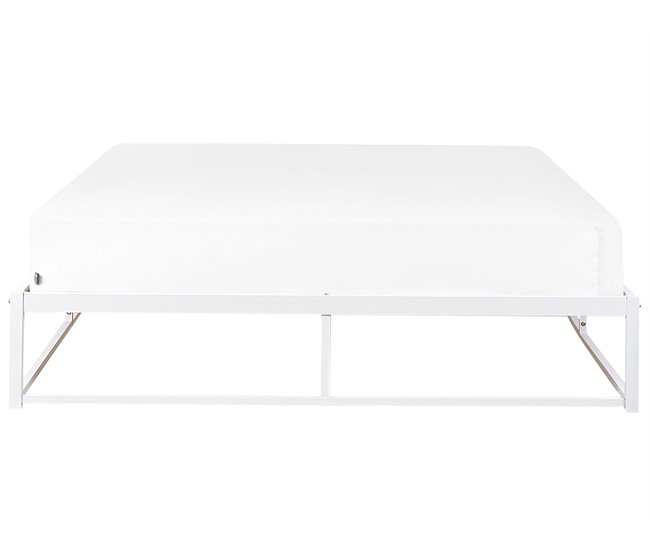 Beliani Cama com estrado Ferro VIRY 166x206 Branco