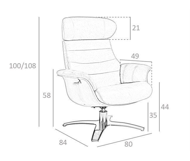 ANGEL CERDA Poltrona giratório reclinável em pele cor de areia Cinza