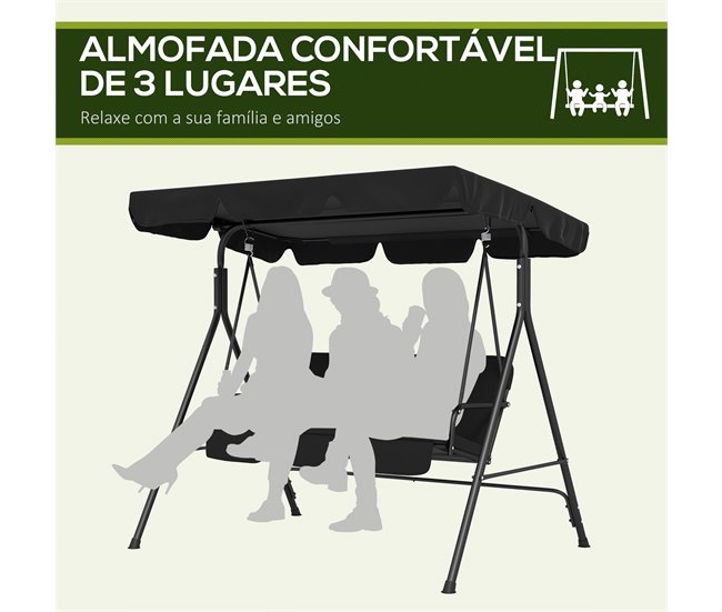 Baloiço de Jardim Poliester e Aço Outsunny Preto