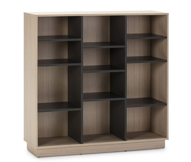  Estante Vigo 110x110 cm, Estante de escritório, Cor Carvalho/Cinza, 110 x 33 x 110cm, 110 x 33 x 110cm 110 Carvalho