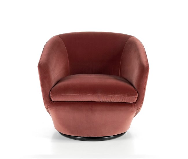 ANGEL CERDA Poltrona giratório em veludo pêssego AlumÍnio