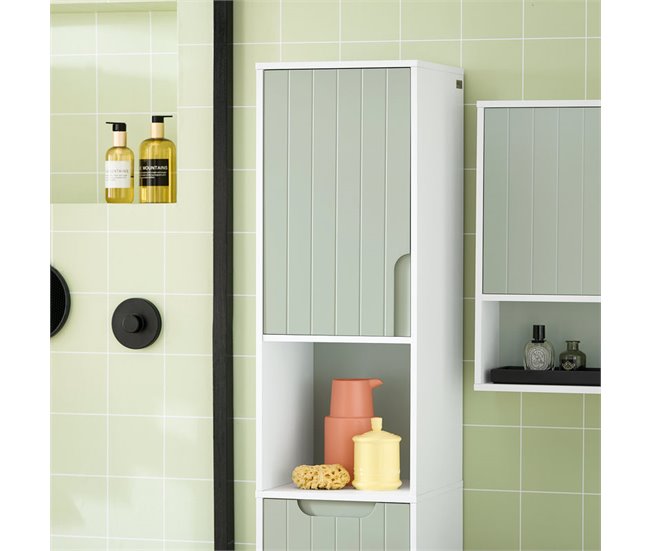 Móvel de casa de banho com 1 cesto BZR137-GR SoBuy Verde