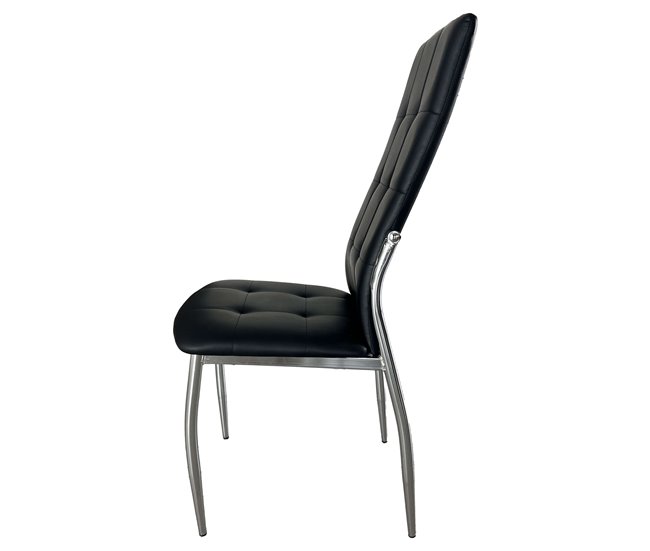 Cadeira de jantar Laci em couro sintético e cromo Preto