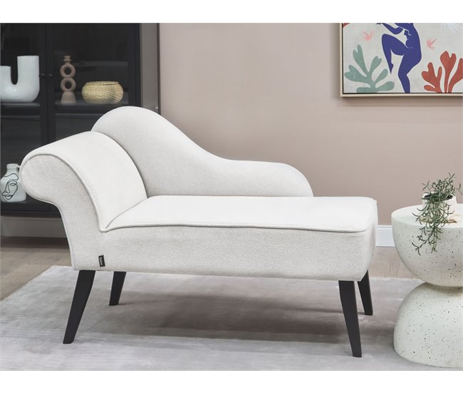 Beliani Chaise longue versão à esquerda Poliéster BIARRITZ Branco