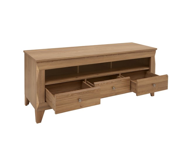 Suporte para TV com 3 gavetas Raya Madeira