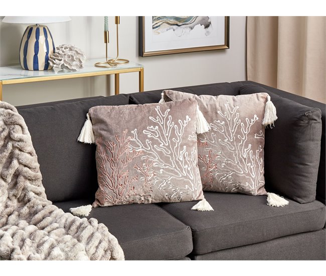 Beliani Almofada decorativa MAZZAELLA Cinza Escuro