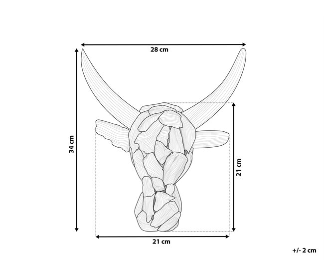 Beliani Figura de pared BULL HEAD Castanho