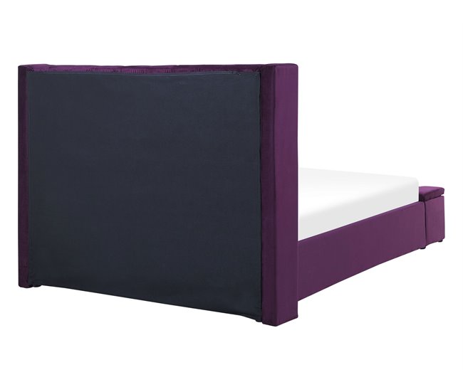 Beliani Cama com estrado Veludo NOYERS 170x247 Azul Marino