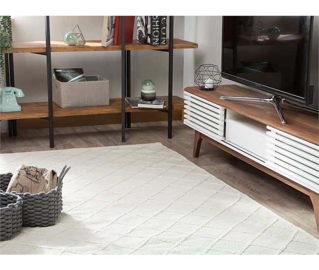 Beliani Pelos curtos ELLEK 160x230 Branco/ Bege