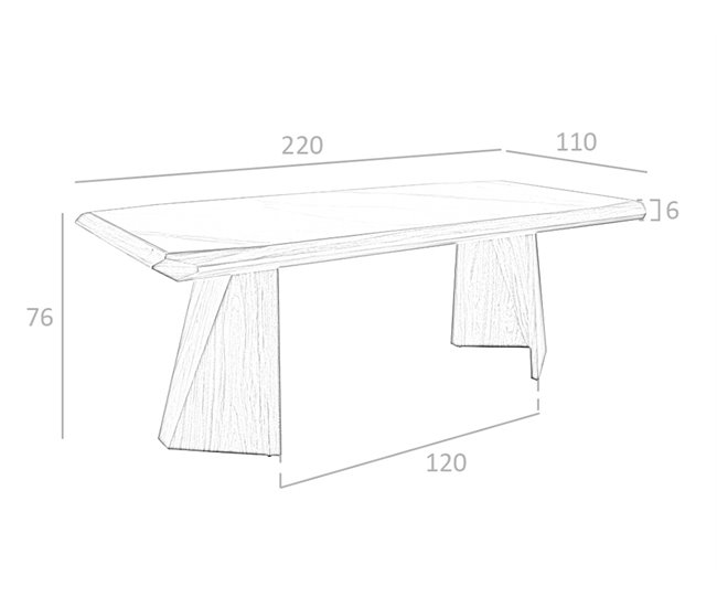 ANGEL CERDA Tabela de jantar retangular mármore porcelânico e nogueira 220x110 Nogal