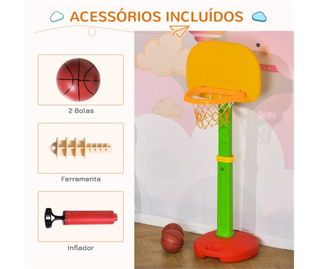Cesta de Basquetebol Infantil HDPE, PP HOMCOM Multicor
