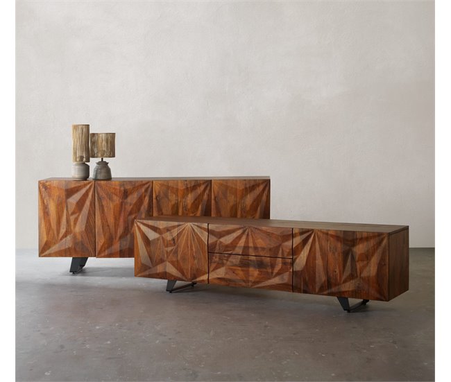 Aparador de 4 portas em madeira maciça de manga Madeira