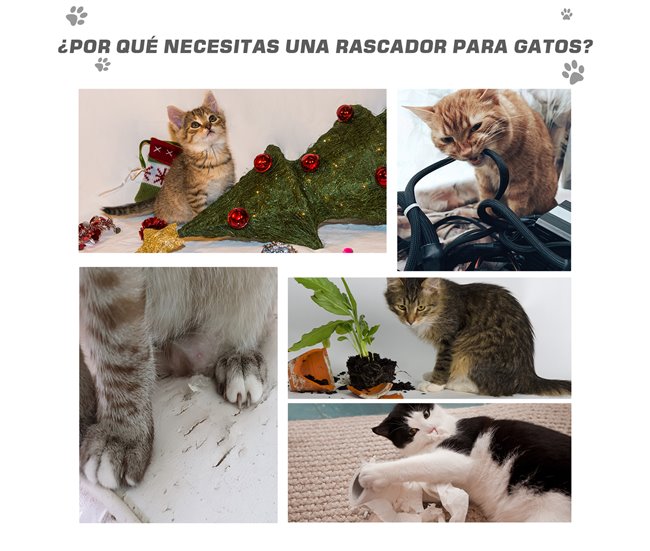 Arranhador para Gatos Aglomerado de Madeira, Pelúcia e Sisal Cinza