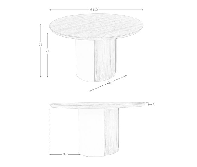ANGEL CERDA Mesa de jantar redonda e aço 140x140 Nogal