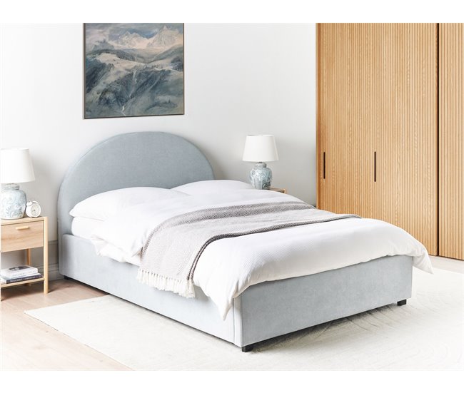 Beliani Cama baú Poliéster VAUCLUSE 154x214 Azul Claro
