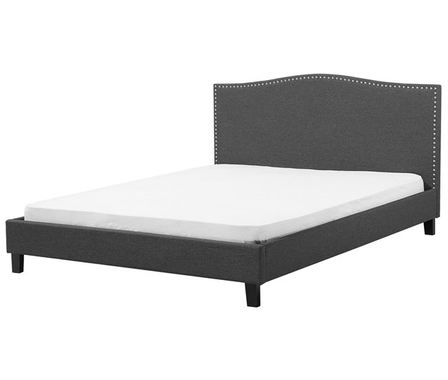 Beliani Cama com estrado Poliéster MONTPELLIER Cinza Escuro