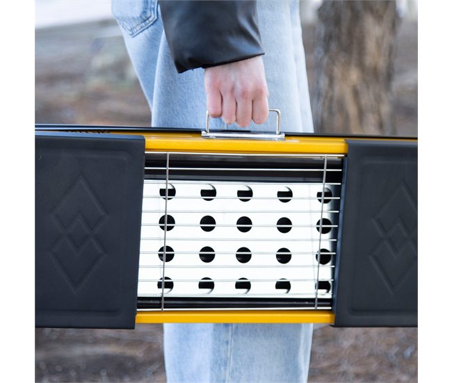 Aktive Churrasqueira dobrável a carvão aço com bandejas laterais Amarelo