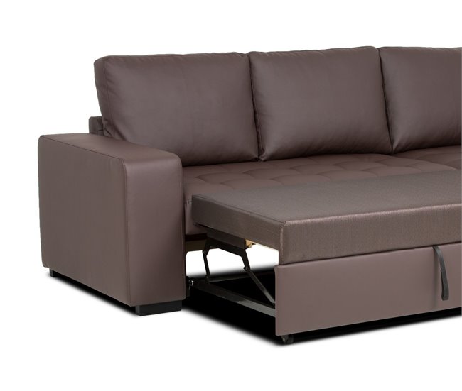 Chaise longue de pele sintética com cama HARRY Chocolate
