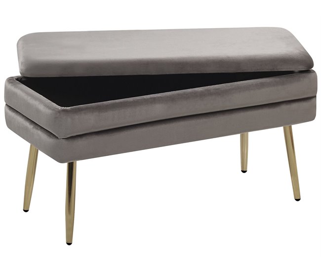 Beliani Tamborete Veludo DURHAM 79x37 Cinza