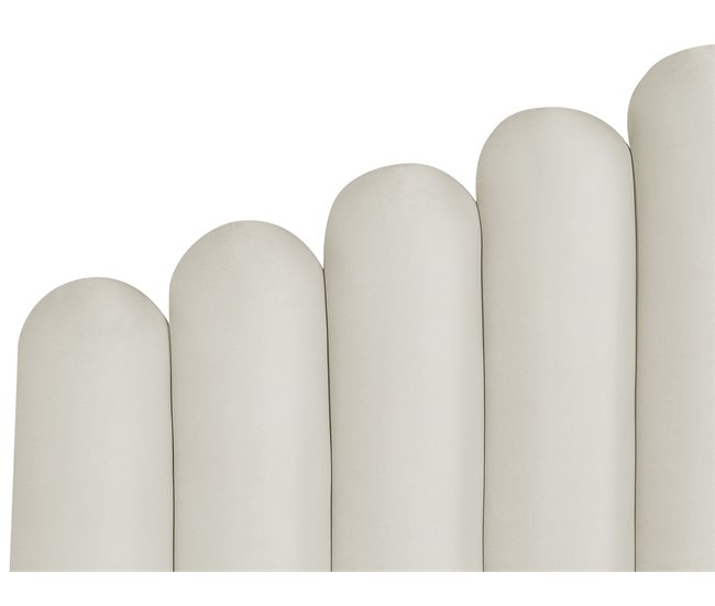 Beliani Cama com armazenamento Veludo VINCENNES 167x214 Branco/ Bege