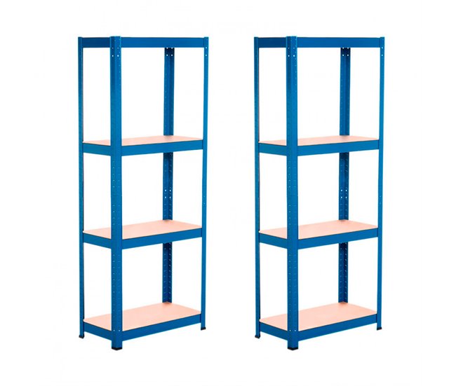 Pack 2 Prateleiras Metálicas com 4 Prateleiras Ajustáveis 60 Azul