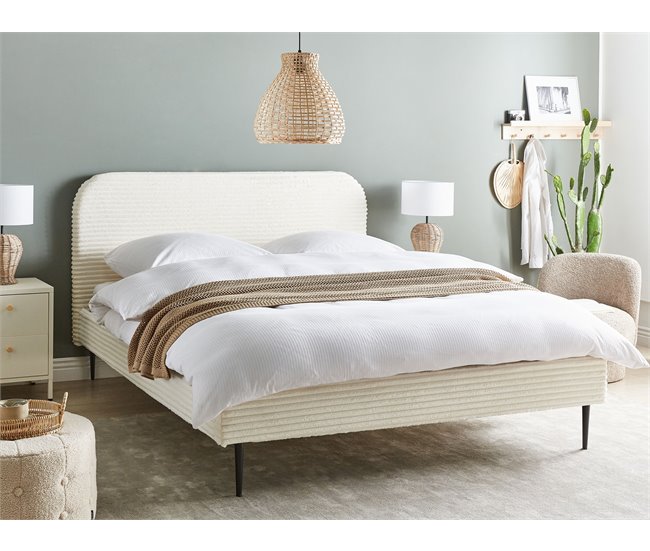 Beliani Cama Bombazine FLAYAT 173x215 Branco