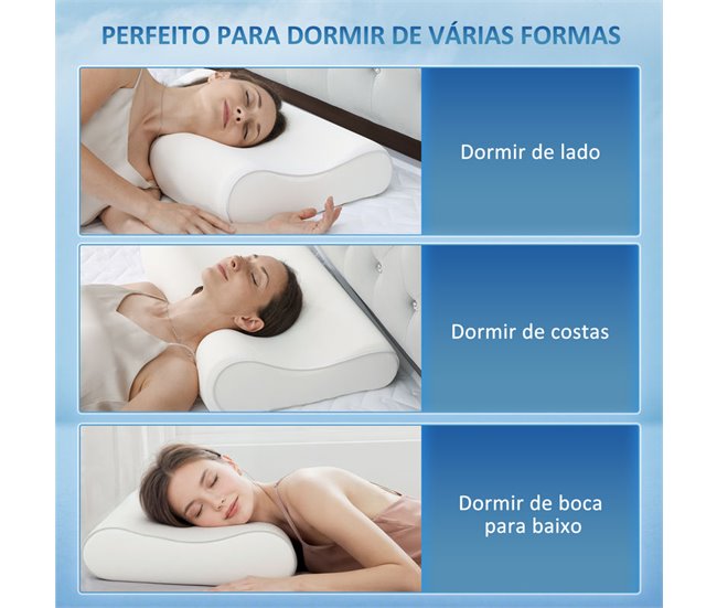 Almofada Viscoelástica Espuma Viscoelástica e Poliéster HOMCOM Cru