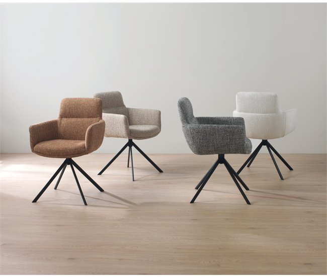 Pacote com 4 cadeirões estofados em tweed Branco