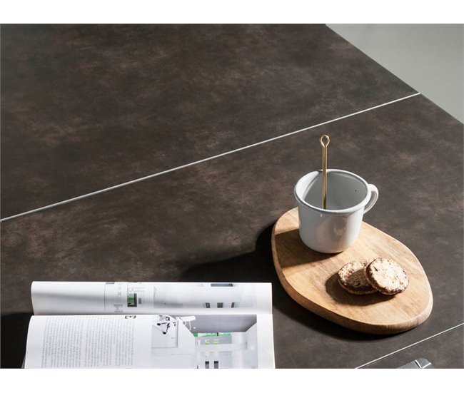 ANGEL CERDA Mesa de jantar extensível em mármore preto Nogal