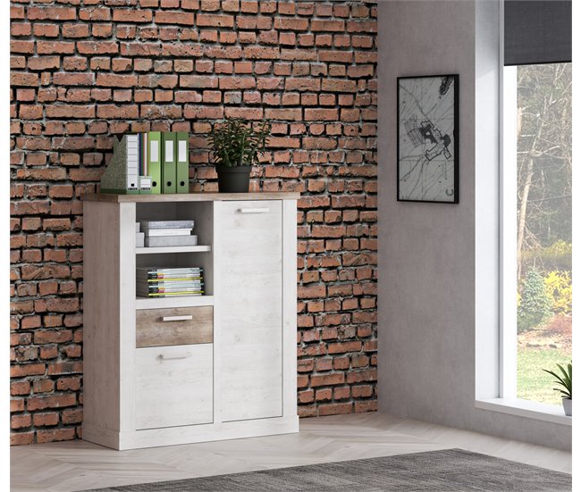 Aparador com 2 portas e 1 gaveta VERONA Branco/ Madeira
