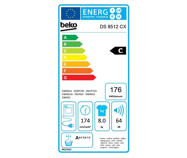 Máquina de secar roupa BEKO DS 8512 CX 8kg bomba de calor Branco