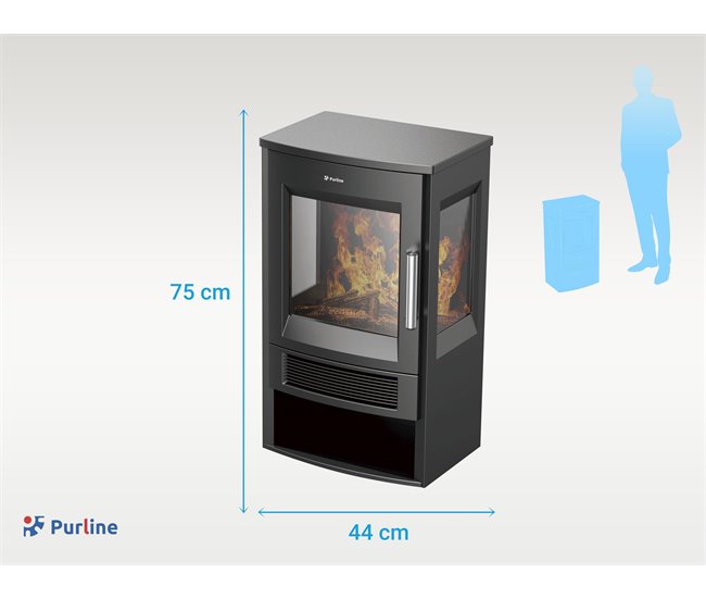 Fogão elétrico de chão de grandes dimensões com controlo WiFi App Preto