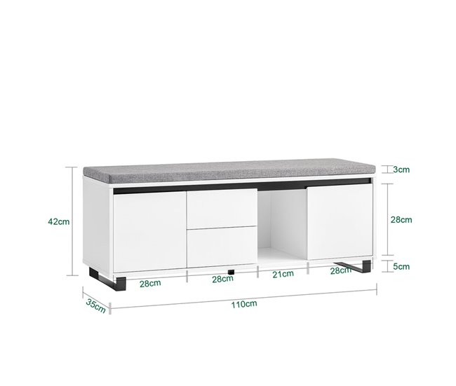 Banco para sapatos com 4 prateleiras e 1 compartimento FSR176-W SoBuy PT Branco