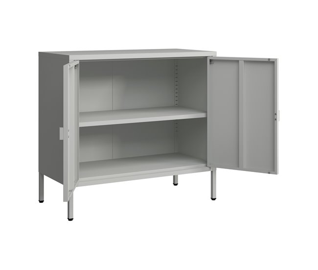 Armário de escritório Hailuoto com compartimentos e 2 portas Cinza