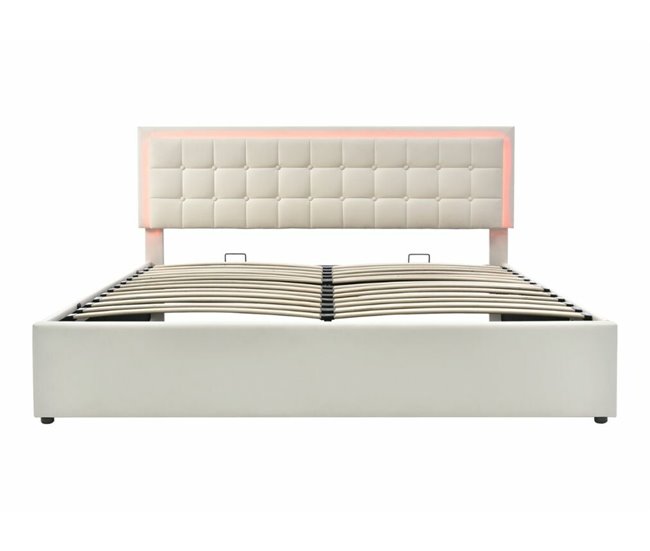 Cama de casal estofada em pu com cabeceira