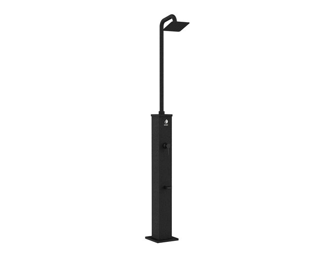 Chuveiro solar quente DINO Exterior com base em alumínio e tubo de aço, preto Preto