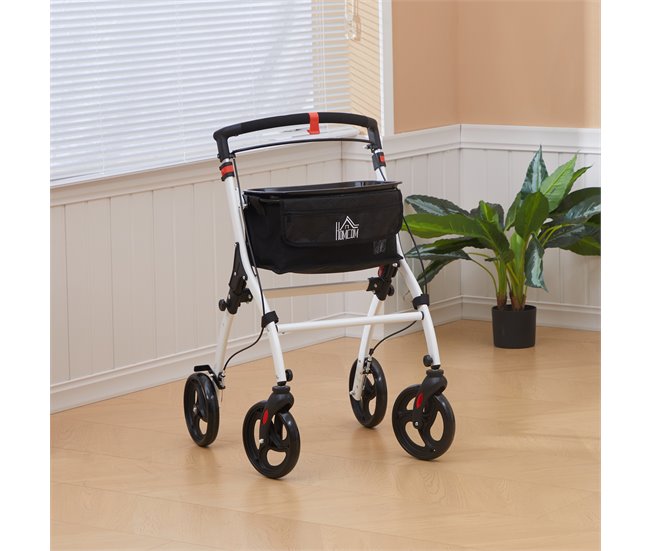 Andarilho Idosos Alumínio, Plástico e Poliéster HOMCOM Branco