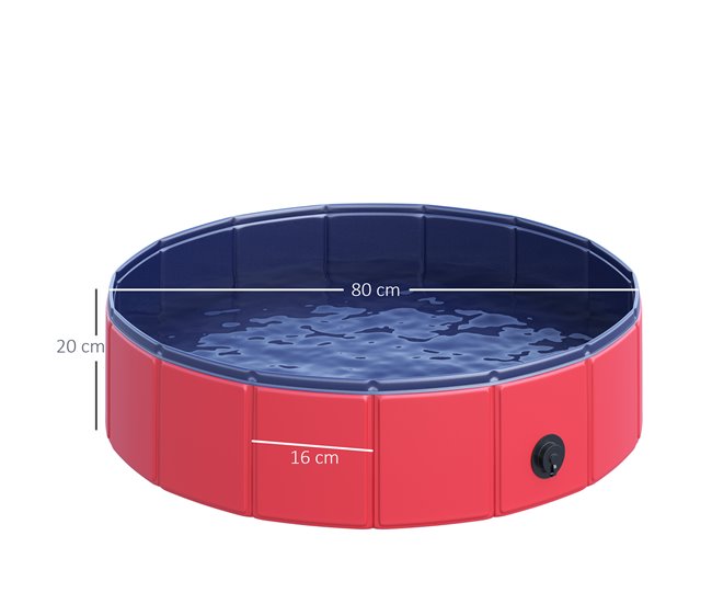 Piscina para animais de estimação PVC, placa de madeira PawHut Vermelho