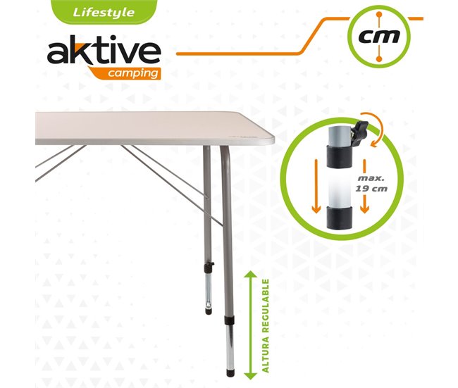 Mesa camping dobrável altura regulável Aktive Camping Branco