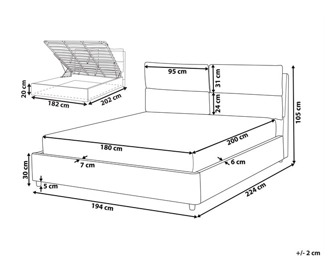 Beliani Cama baú Veludo BATILLY 194x224 Bege