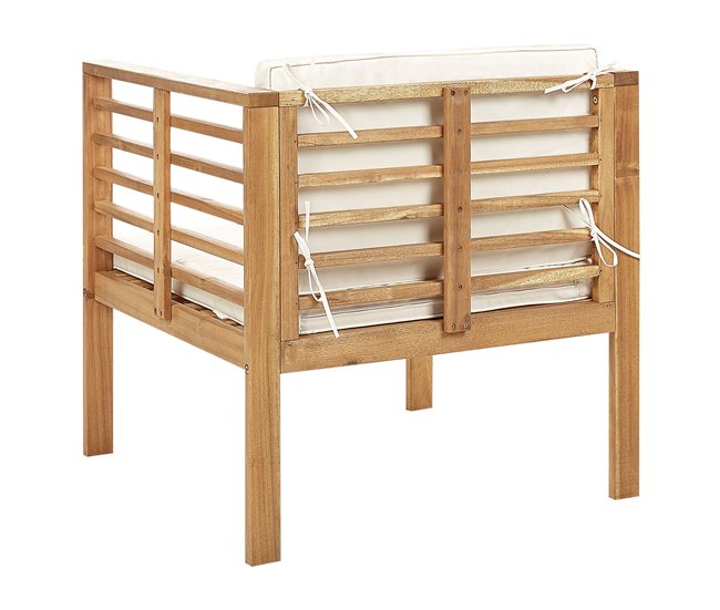Beliani Conjunto lounge Madeira de acácia PACIFIC Branco/ Bege