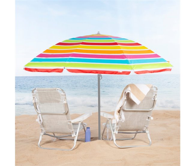 Aktive Guarda-chuva de praia inclinável riscas multicoloridas 200 cm UV50 Multicor